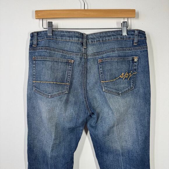 Southpole Women Jeans Size 13 Bootcut Blue Rhinestone Bling Embroidered Logo Y2K - Picture 4 of 8